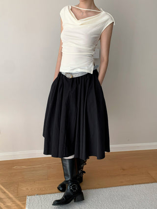 Lace-Up Swing Collar Sleeveless Top