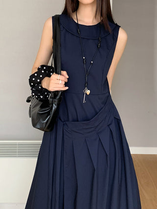 pleated lace vest dress