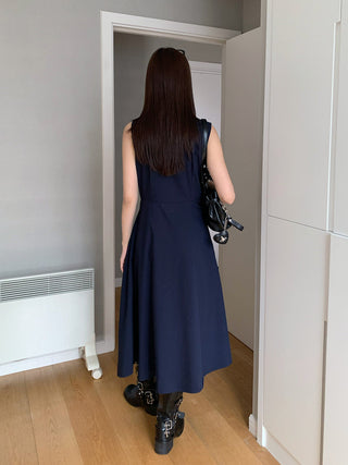 pleated lace vest dress