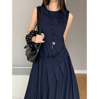 pleated lace vest dress