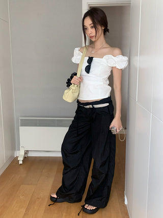puff sleeve off-shoulder