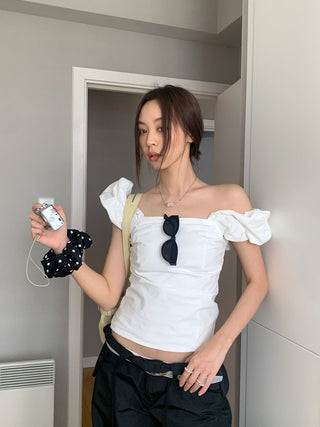puff sleeve off-shoulder