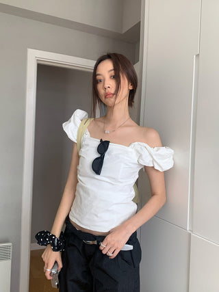 puff sleeve off-shoulder