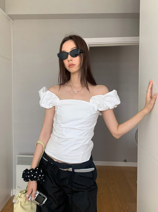 puff sleeve off-shoulder