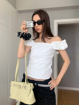 puff sleeve off-shoulder