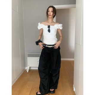 puff sleeve off-shoulder