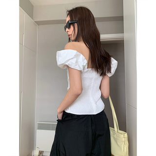 puff sleeve off-shoulder