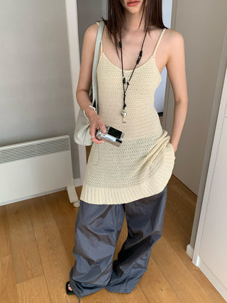 knitted hollow suspender skirt