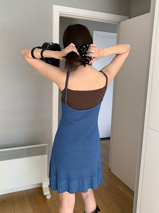 knitted hollow suspender skirt