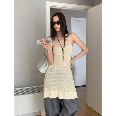 knitted hollow suspender skirt