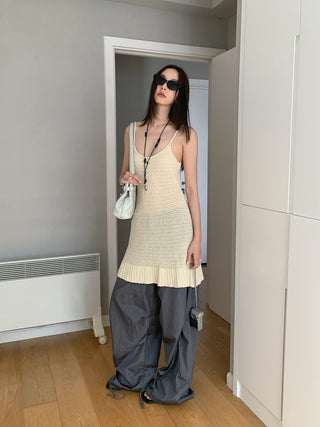 knitted hollow suspender skirt