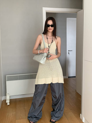 knitted hollow suspender skirt