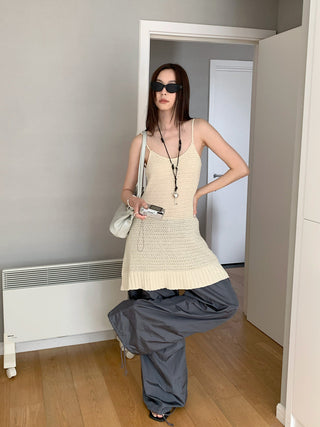 knitted hollow suspender skirt