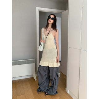 knitted hollow suspender skirt