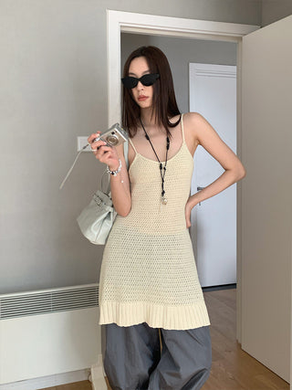 knitted hollow suspender skirt