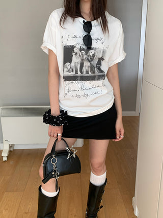 dog print cotton Top