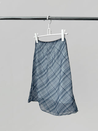 check bow lace skirt