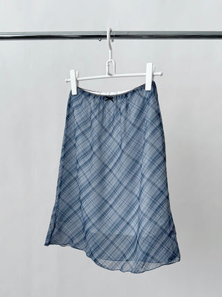 check bow lace skirt