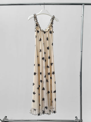 mesh bow floral dress
