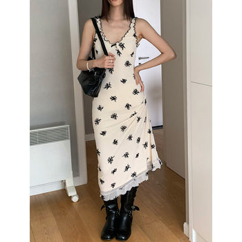 mesh bow floral dress