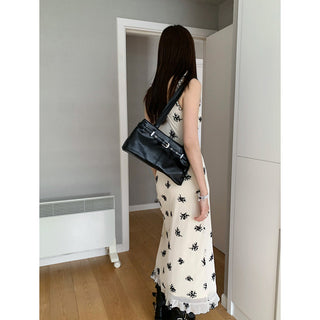 mesh bow floral dress