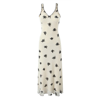 mesh bow floral dress