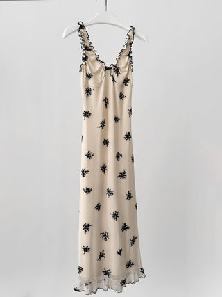 mesh bow floral dress