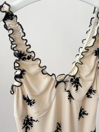 mesh bow floral dress