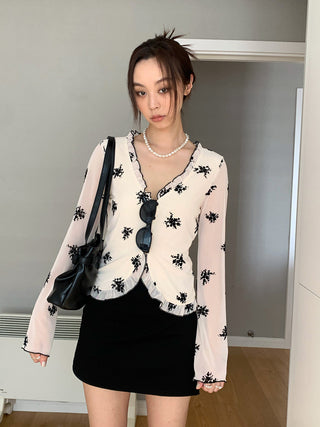 floral mesh sunscreen cardigan