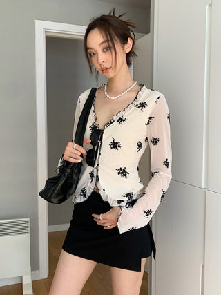 floral mesh sunscreen cardigan
