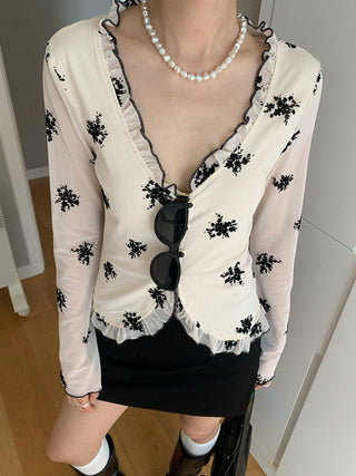 floral mesh sunscreen cardigan