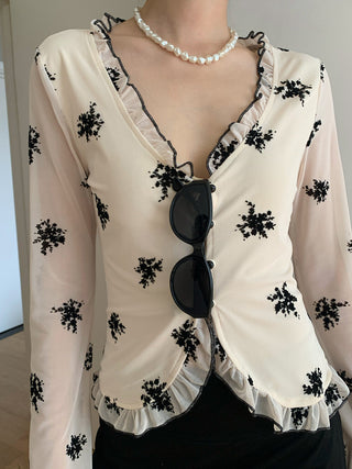 floral mesh sunscreen cardigan