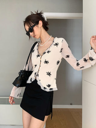 floral mesh sunscreen cardigan