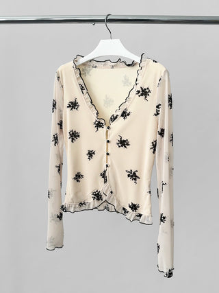 floral mesh sunscreen cardigan