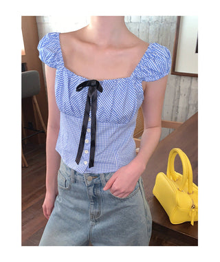 plaid backless top