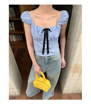 plaid backless top