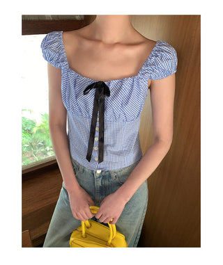 plaid backless top