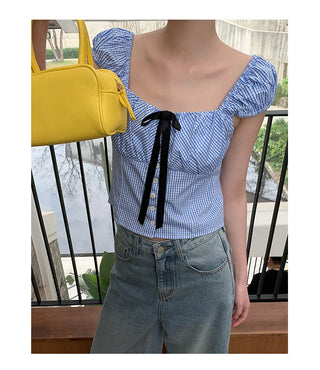 plaid backless top