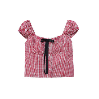 plaid backless top