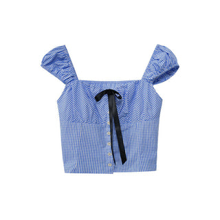 plaid backless top