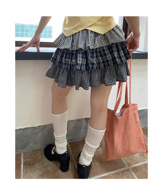 plaid cake skirt