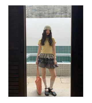 plaid cake skirt