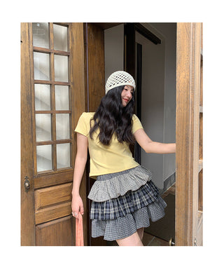 plaid cake skirt