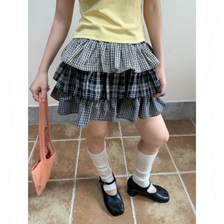 plaid cake skirt