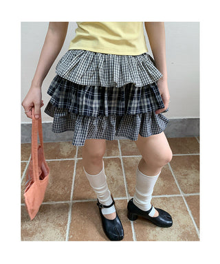 plaid cake skirt