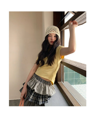 plaid cake skirt