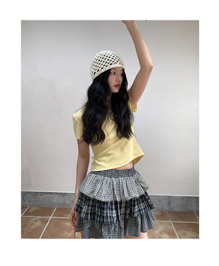 plaid cake skirt