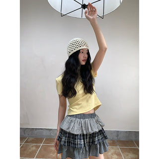 plaid cake skirt