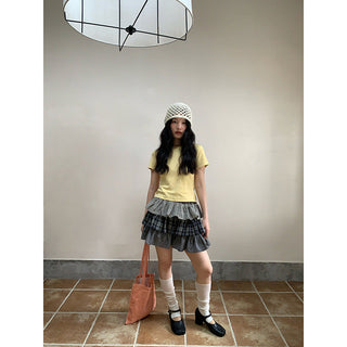 plaid cake skirt