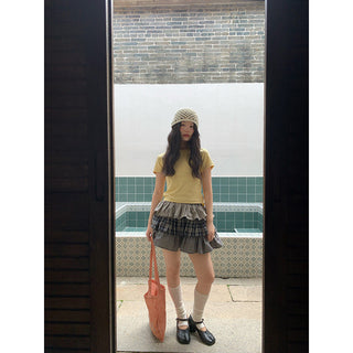 plaid cake skirt